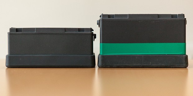 New lithium ion on the left and the old lead gel on the right.