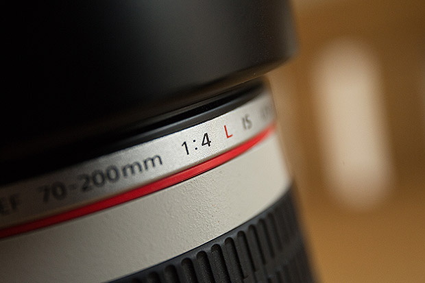 06 August 2015. Bournemouth, Dorset. Close up of part of a Canon 70-200 F4L IS lens. Hillcrest Road