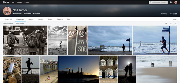 Screen grab of my new Flickr account