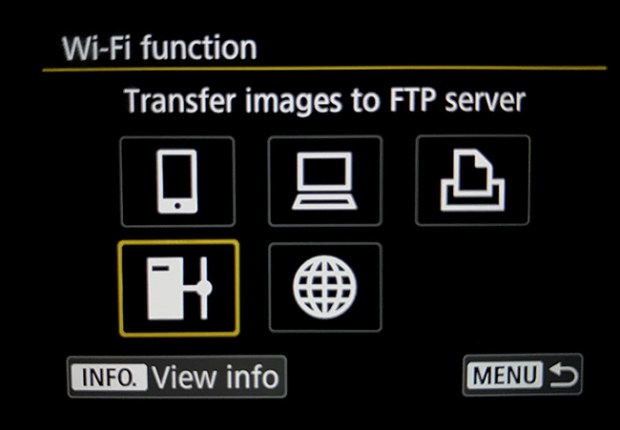 Close up of the main menu screen that allows you to choose which wifi function you want.